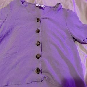 purple button up tee